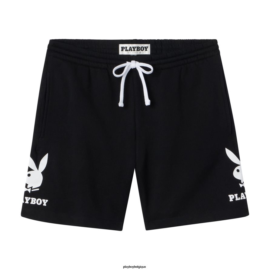 short de survêtement à double lapin Playboy vêtements noir Hommes 224ZVZ592