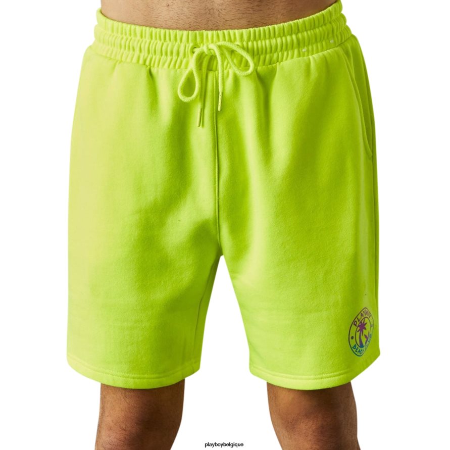 short imprimé beach club Playboy vêtements jaune de sécurité Hommes 224ZVZ632